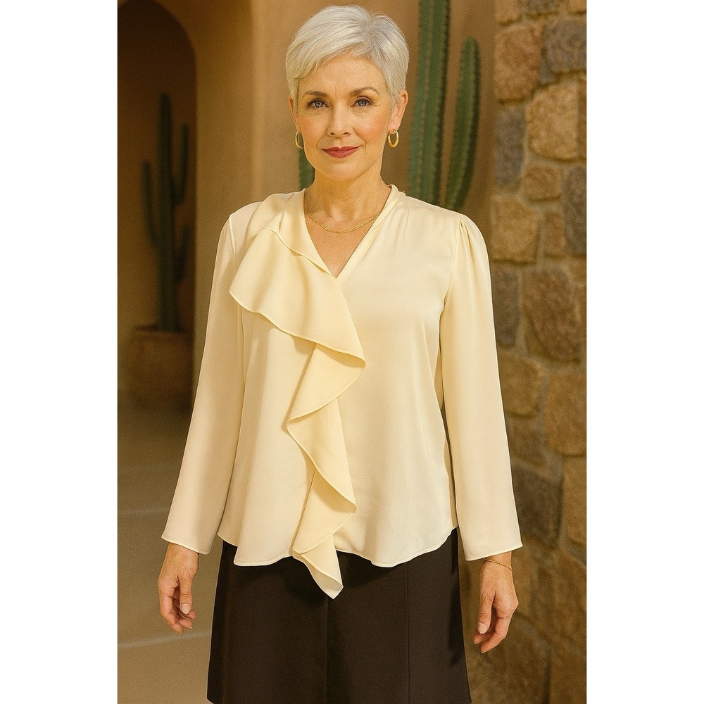 SET Theory Jastrid Silk Small Blouse & Skirt SZ 10 Career Luxury Country Club